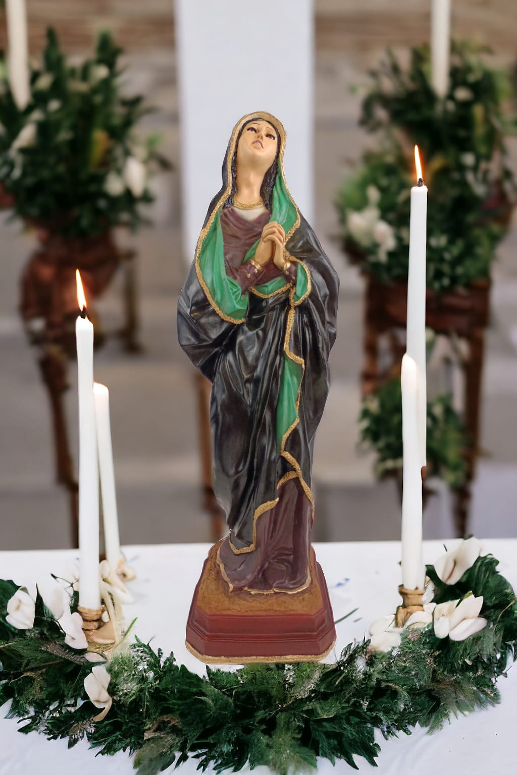 Escultura Virgen De Los Dolores Dolorosa Del Silencio 65 Cm