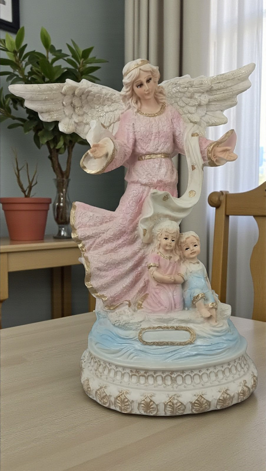 Guardian Angel Resin Figure Cradle Sculpture