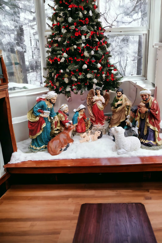 Nacimiento navideño con niño dios completo 30 cm  11 piezas