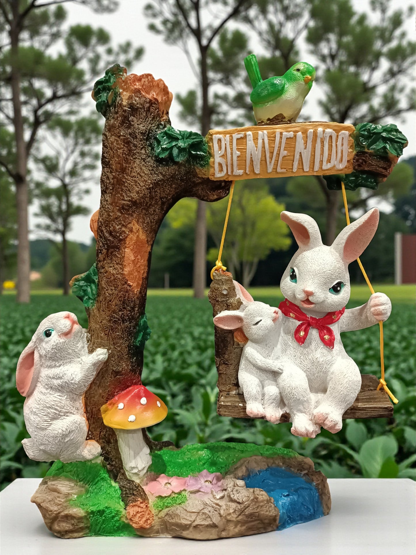 Figura Decorativa Conejitos Conejos – Adorno Artesanal para Hogar y Jardín