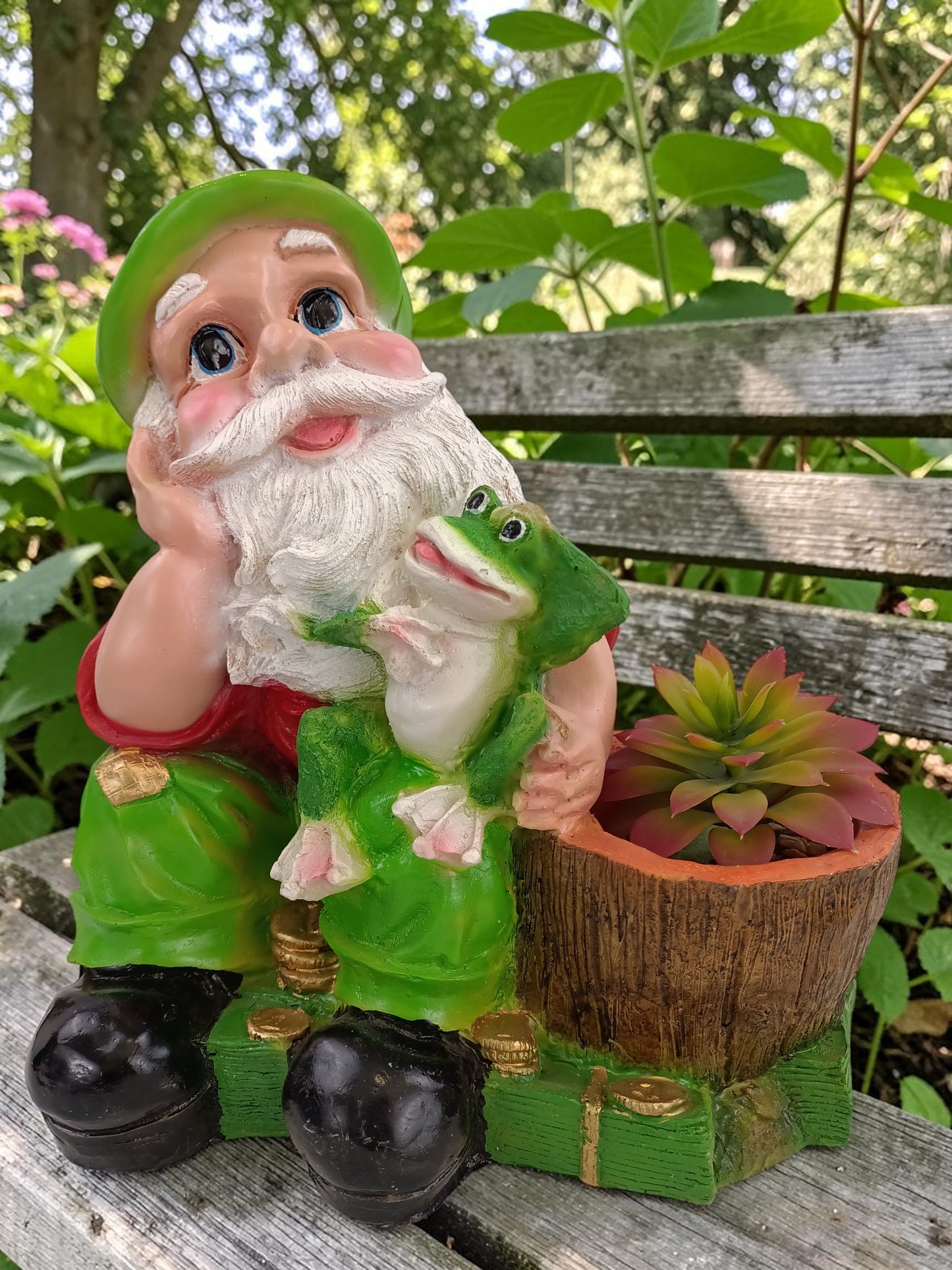 Duende de la Fortuna con Rana – Maceta Decorativa 35 cm