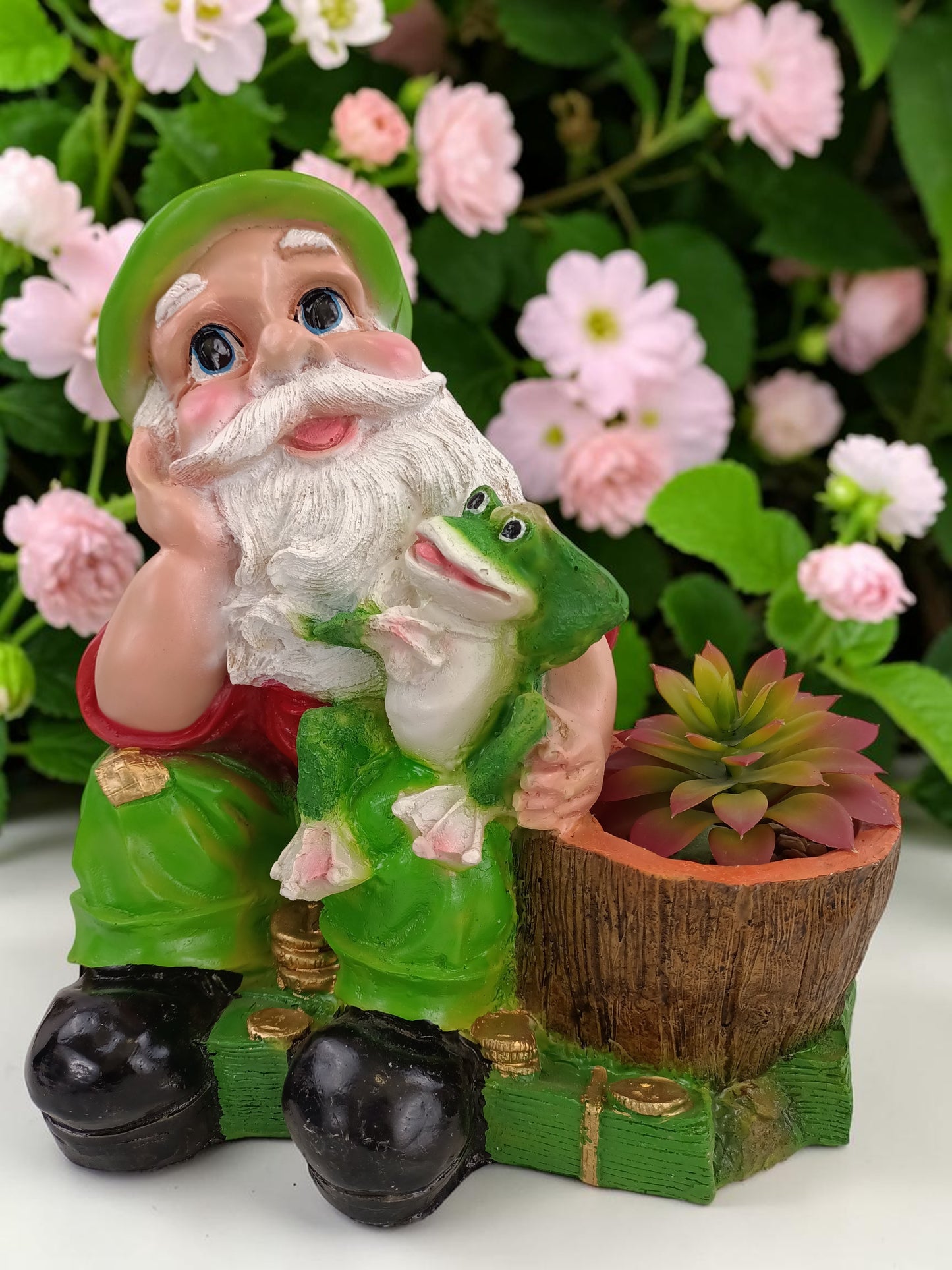 Duende de la Fortuna con Rana – Maceta Decorativa 35 cm