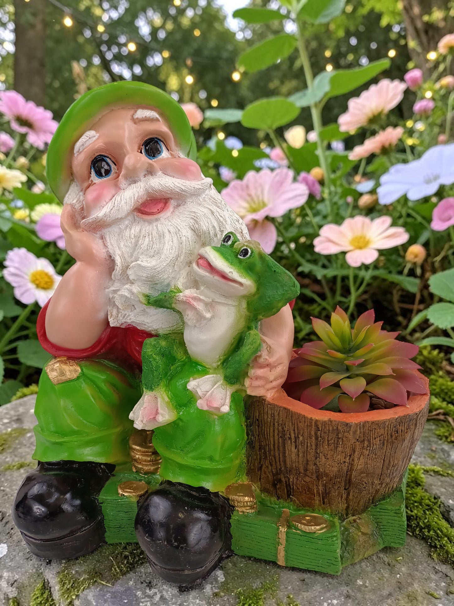 Duende de la Fortuna con Rana – Maceta Decorativa 35 cm