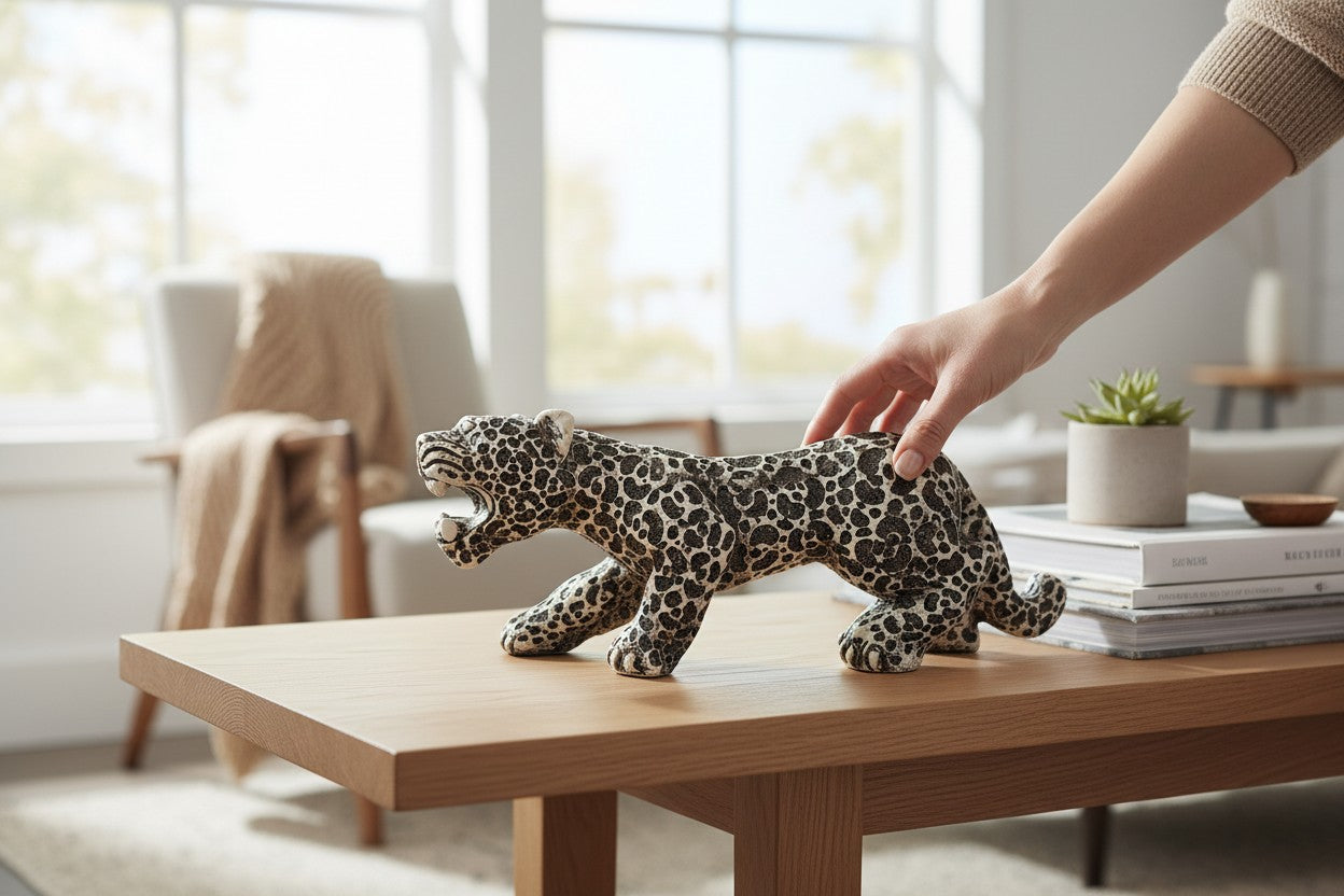 Jaguar Decorativo Artesanal en Resina – Elegancia Salvaje para tu Espacio | 16 cm