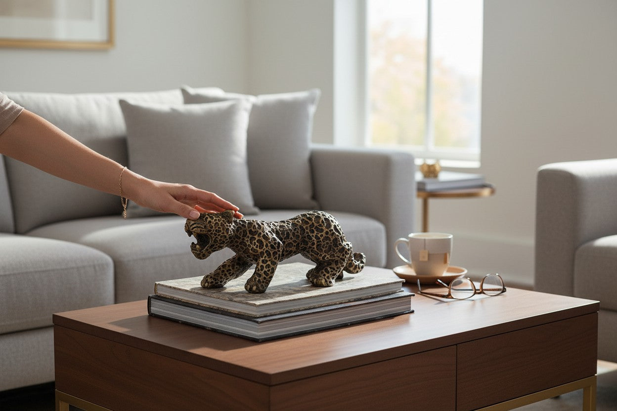 Jaguar Decorativo Artesanal en Resina – Elegancia Salvaje para tu Espacio | 16 cm
