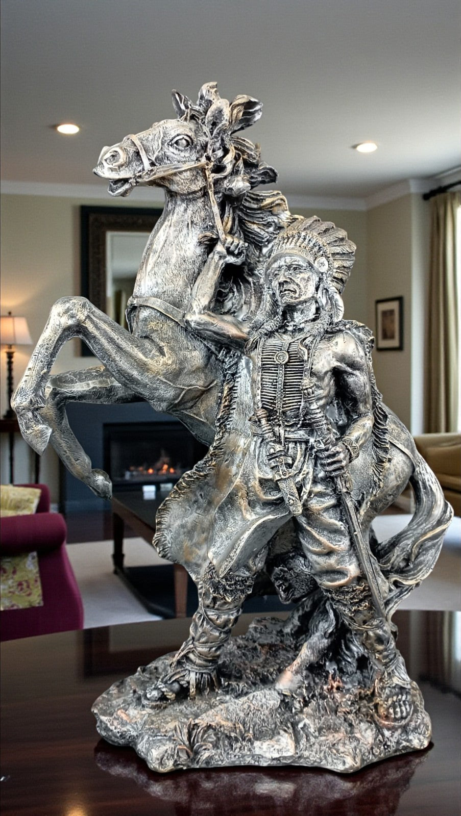 Figura Indígena Decorativa Estatua Indio Nativo americano