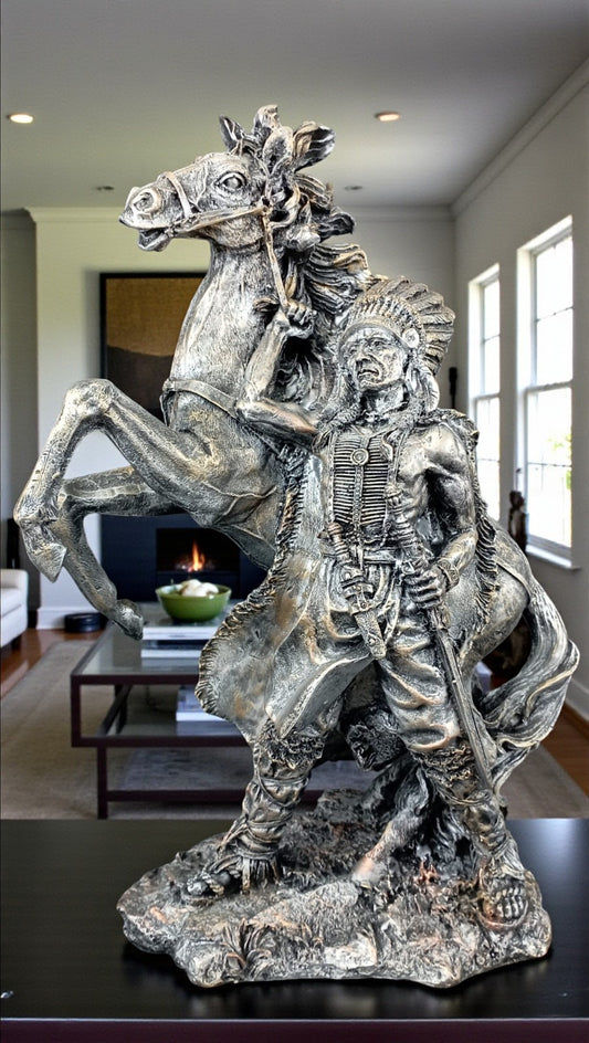 Figura Indígena Decorativa Estatua Indio Nativo americano