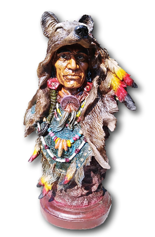 Figura decorativa de indio nativo americano  resina grande