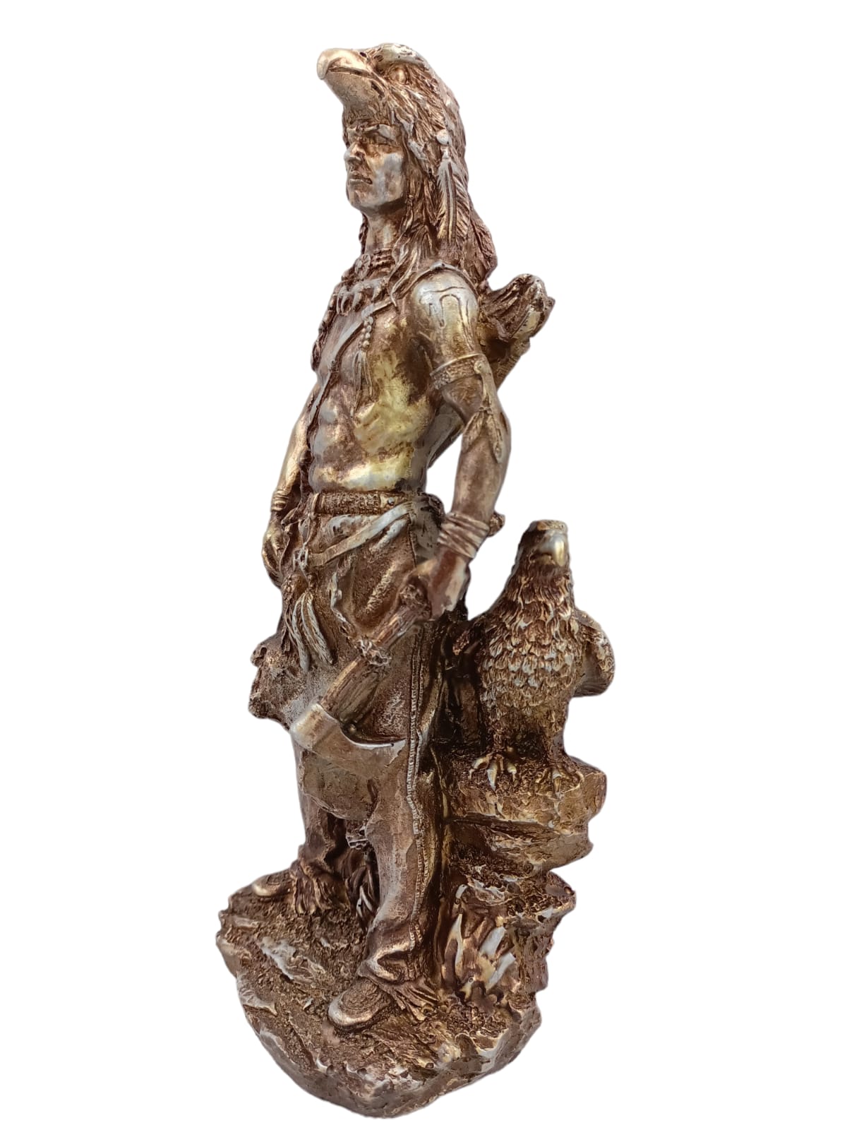 Guerrero Indígena Decorativo en Resina – Figura de Fuerza, Honor y Espíritu Ancestral | 27 cm