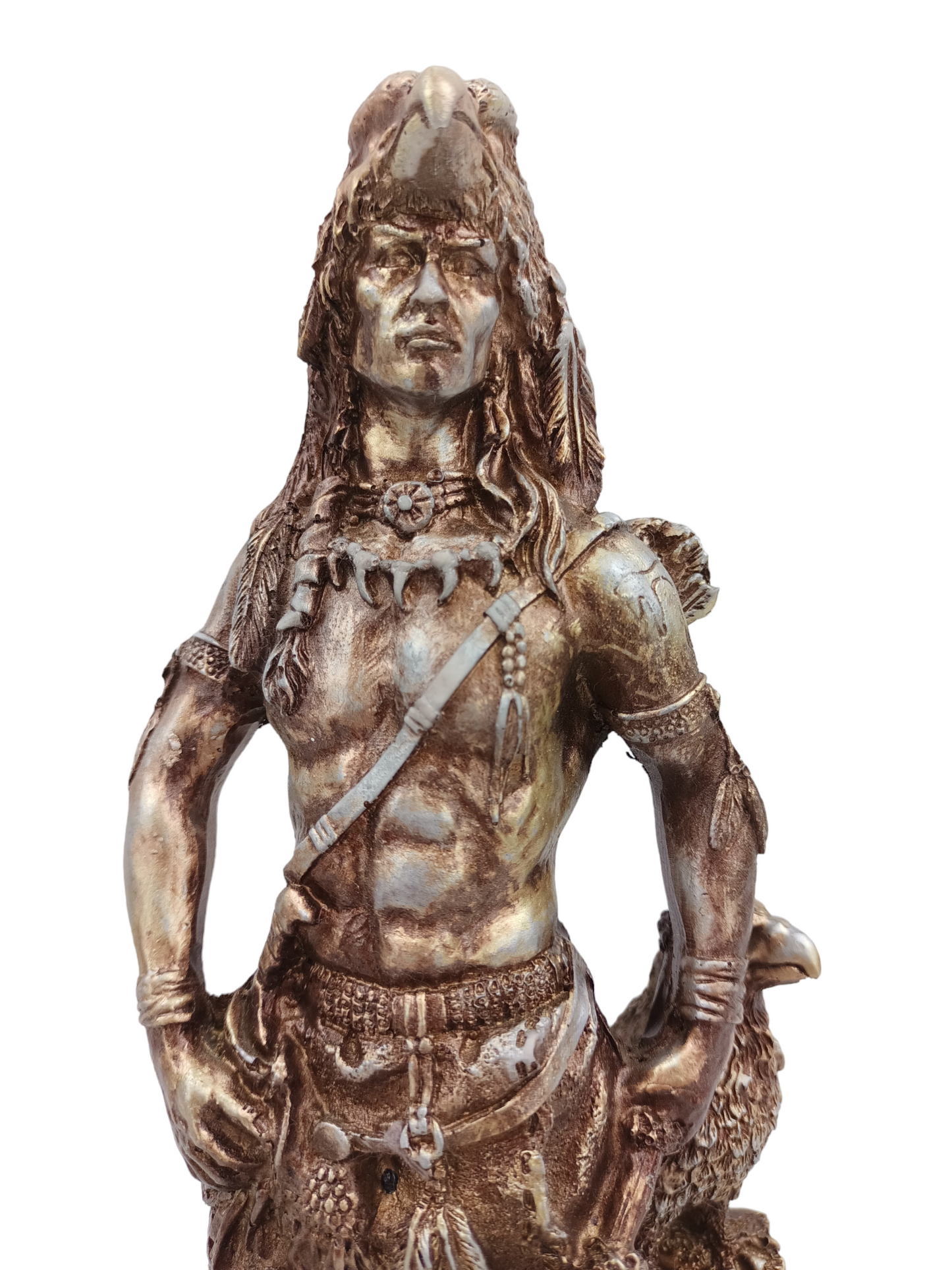 Guerrero Indígena Decorativo en Resina – Figura de Fuerza, Honor y Espíritu Ancestral | 27 cm