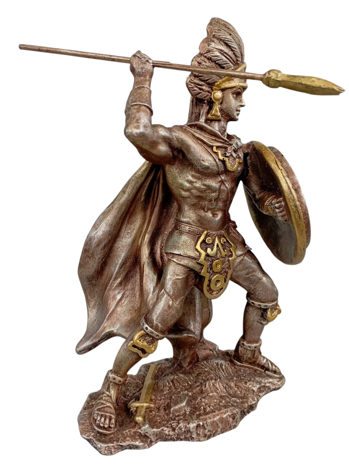 Guerrero Azteca Decorativo en Resina | Escultura Artesanal Estilo Prehispánico