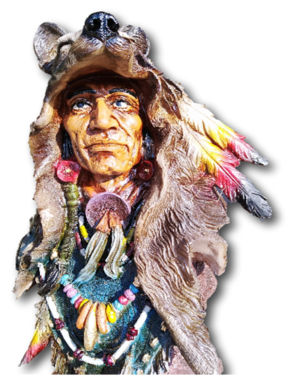 Figura decorativa de indio nativo americano  resina grande