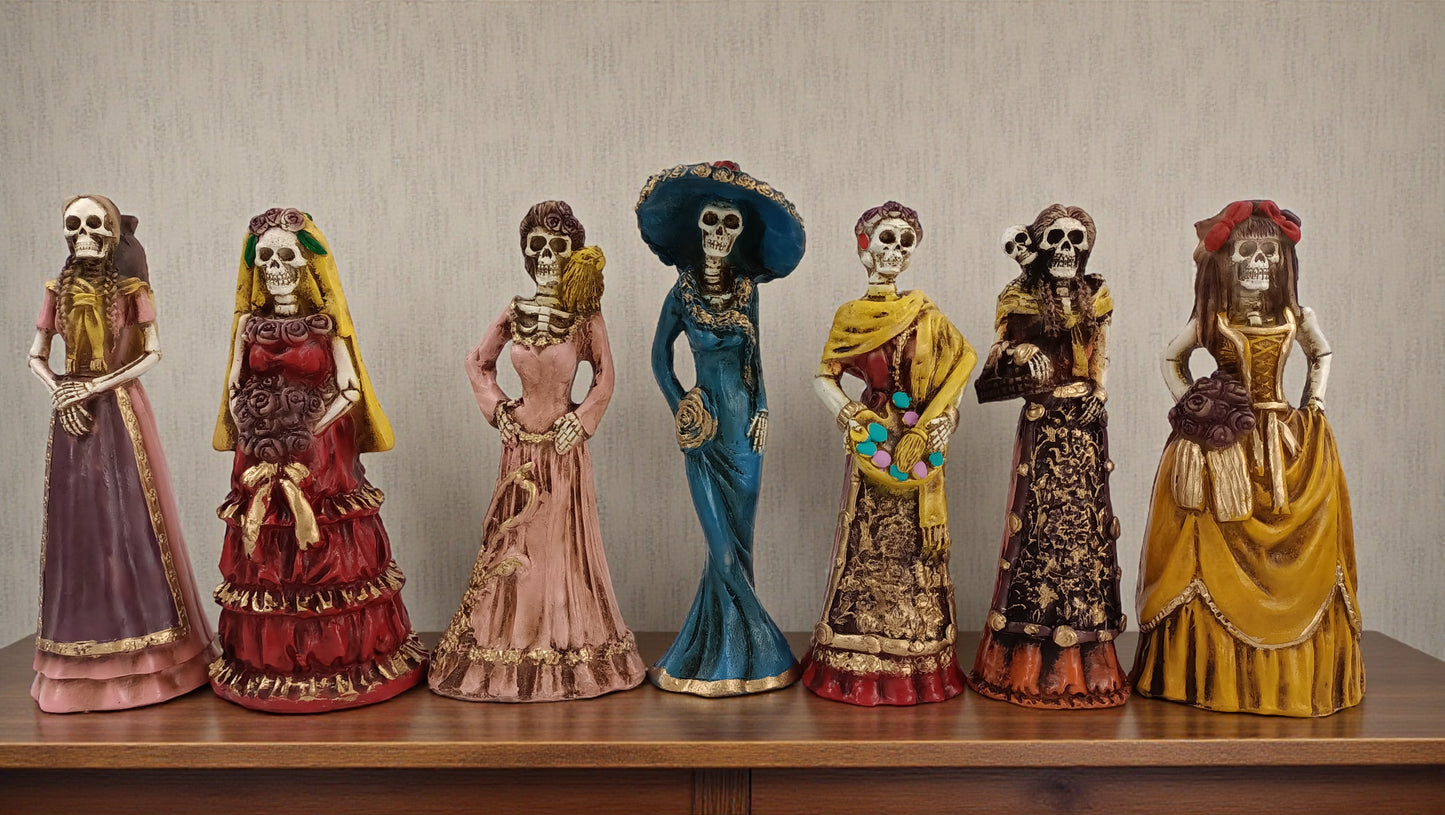 Set de Catrinas Decorativas Día de Muertos | Figuras Artesanales en Resina 20 cm