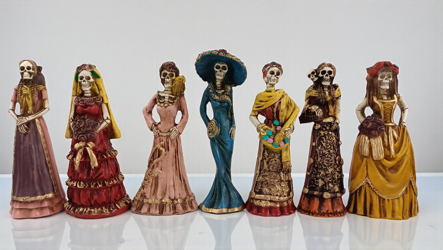 Set de Catrinas Decorativas Día de Muertos | Figuras Artesanales en Resina 20 cm