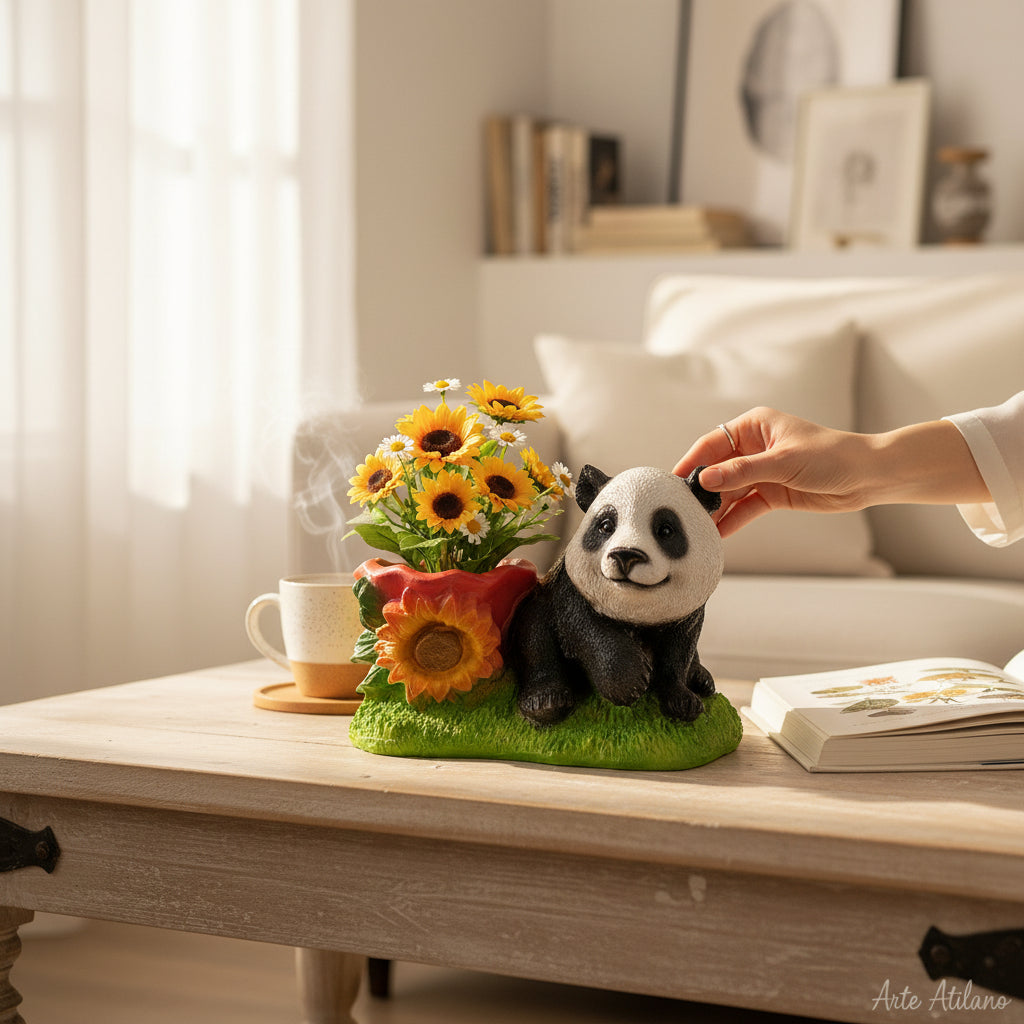 Macetero Decorativo Osito– Figura de Resina para Jardín y Hogar