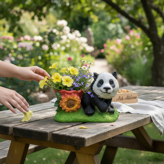 Macetero Decorativo Osito– Figura de Resina para Jardín y Hogar