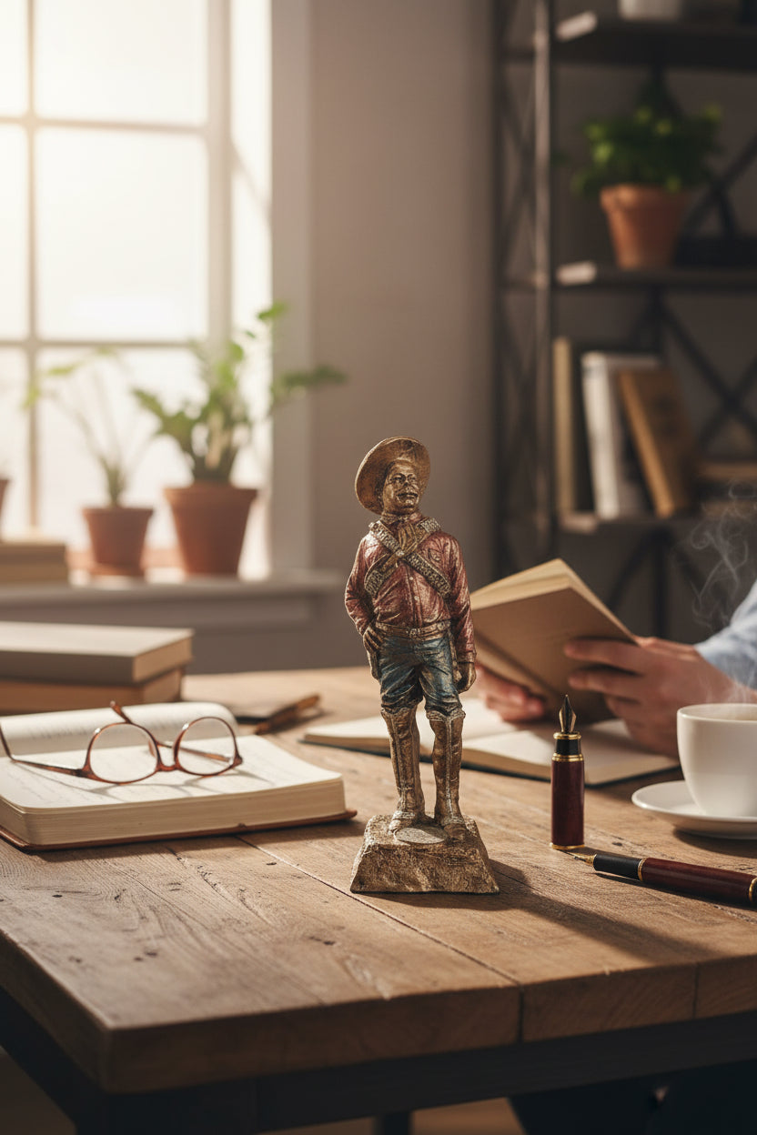 Pancho Villa Resina. Estatua Revolución mexicana. Decoración Cultural Mexicana