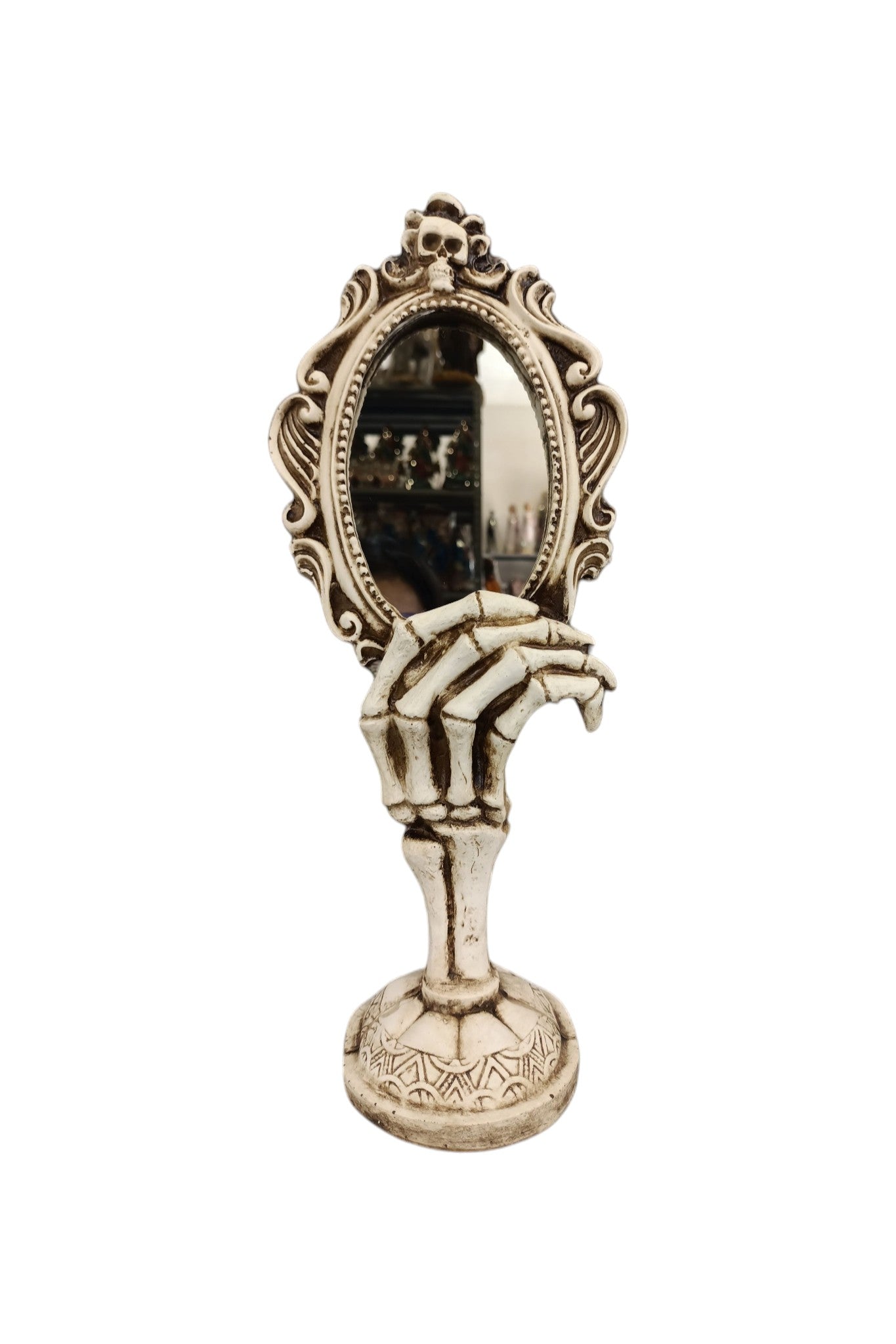 Espejo Decorativo Gótico, Escultura Mano esqueleto, Espejo Artesanal Resina,