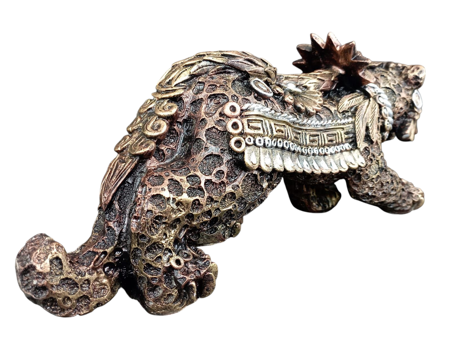 Jaguar Azteca Decorativo en Resina – Figura Ancestral de Poder y Elegancia | 36 cm