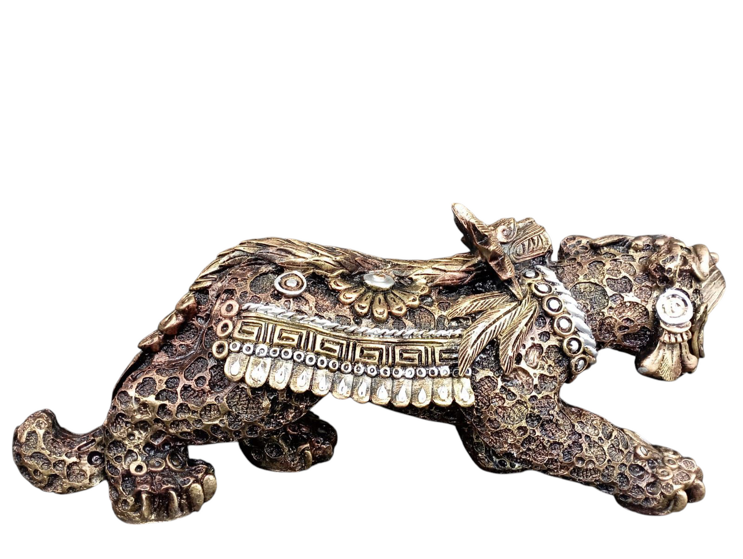 Jaguar Azteca Decorativo en Resina – Figura Ancestral de Poder y Elegancia | 36 cm