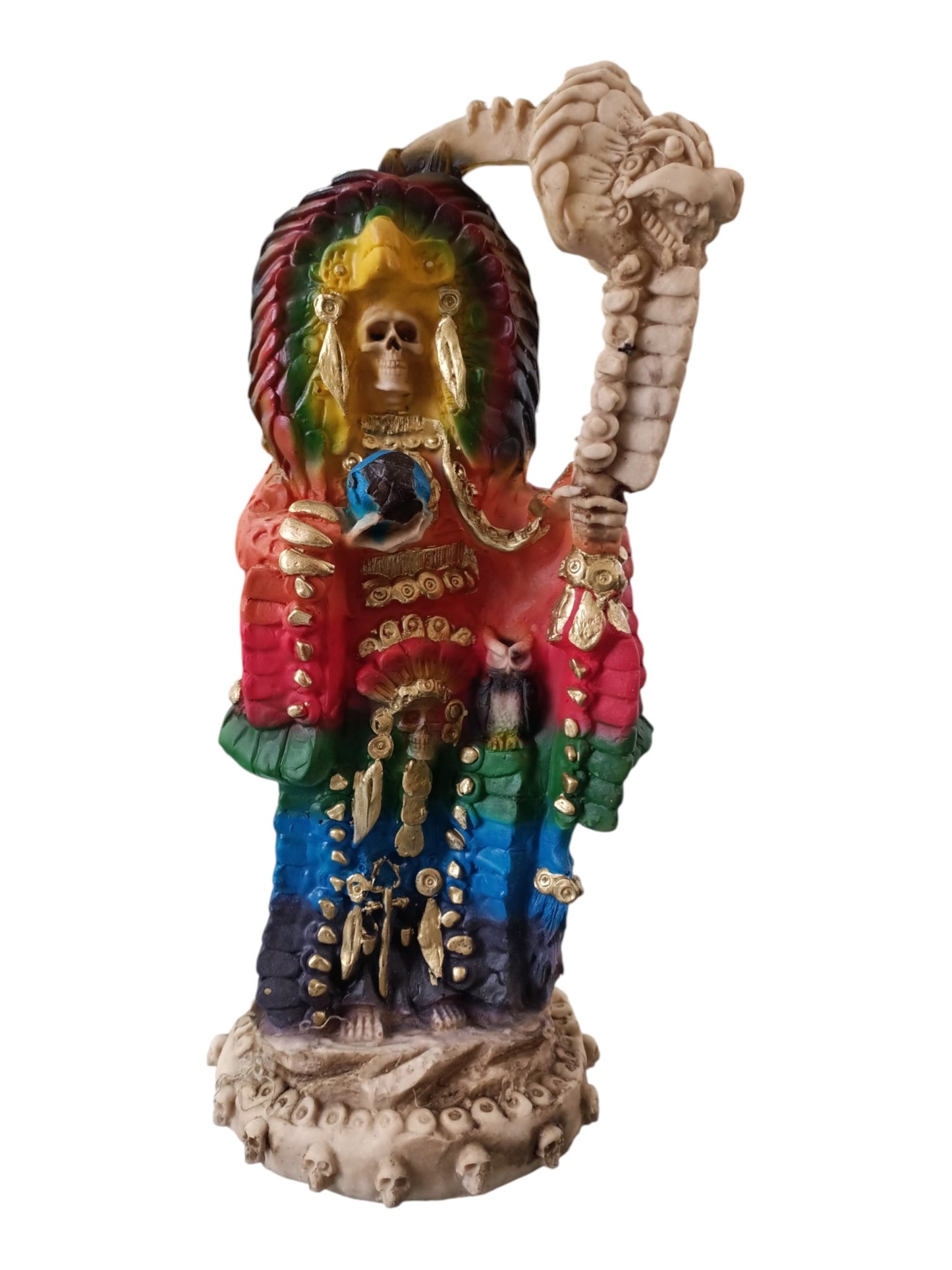 Santa Muerte Azteca – Poder Ancestral, Protección y Justicia en una Obra Imponente de 40 cm