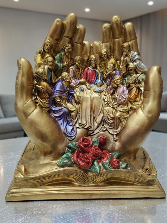 La Última Cena en las Manos Poderosas de Dios Grande Resina.