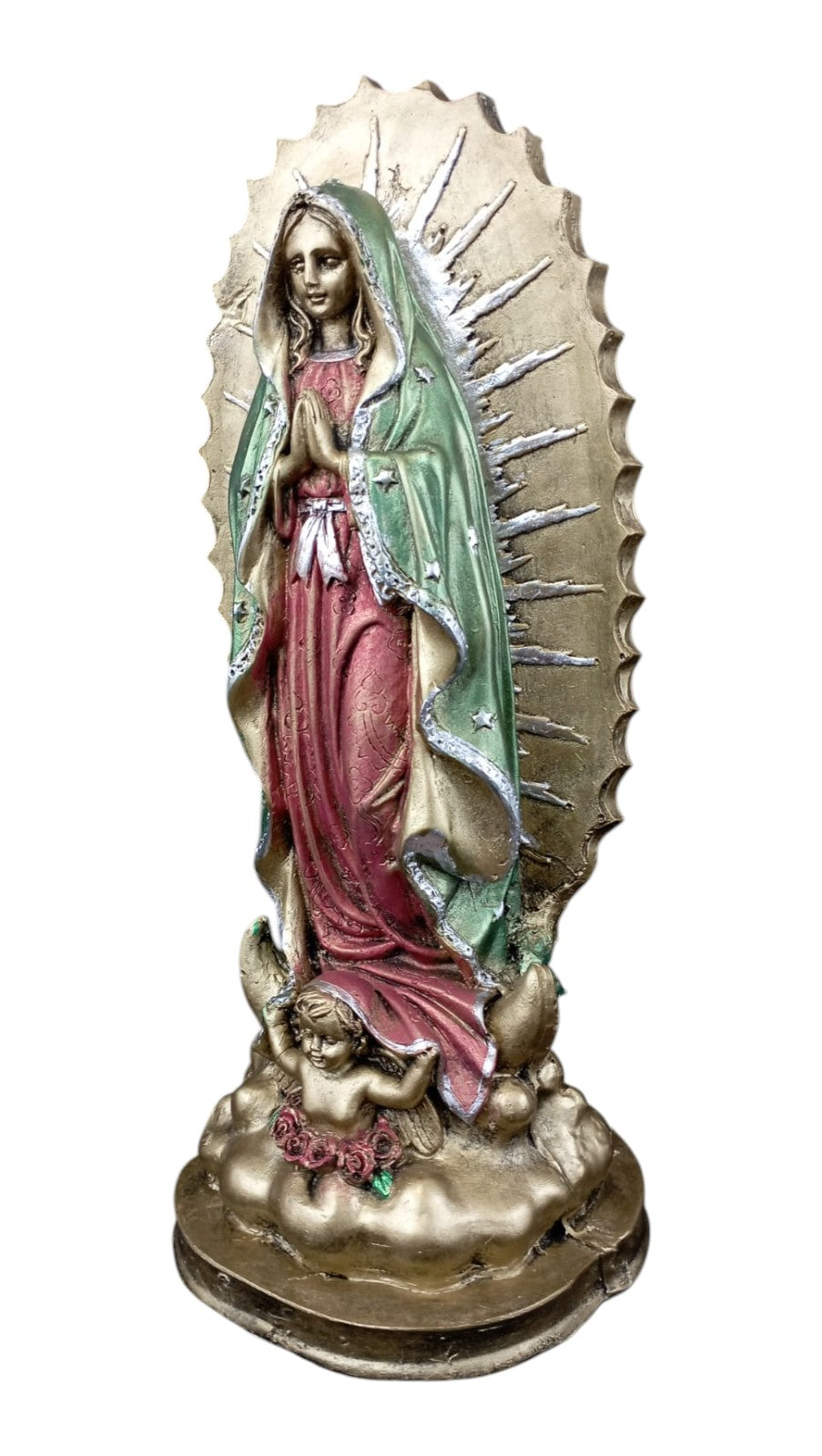 Estatua religiosa artesanal, figura católica decorativa, virgen de Guadalupe 31 cm