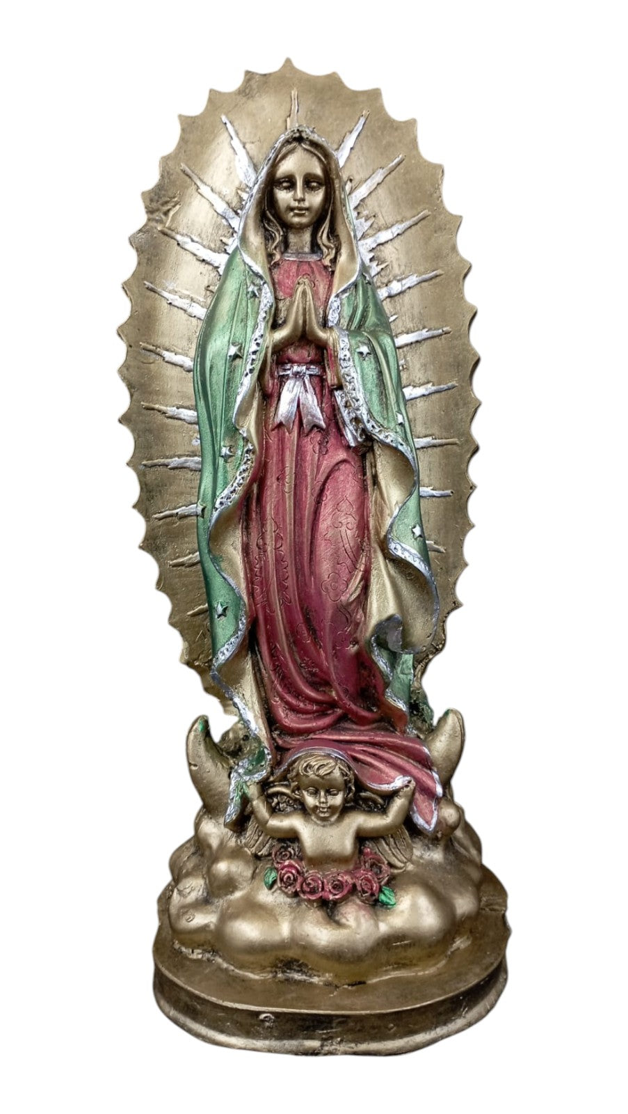Estatua religiosa artesanal, figura católica decorativa, virgen de Guadalupe 31 cm