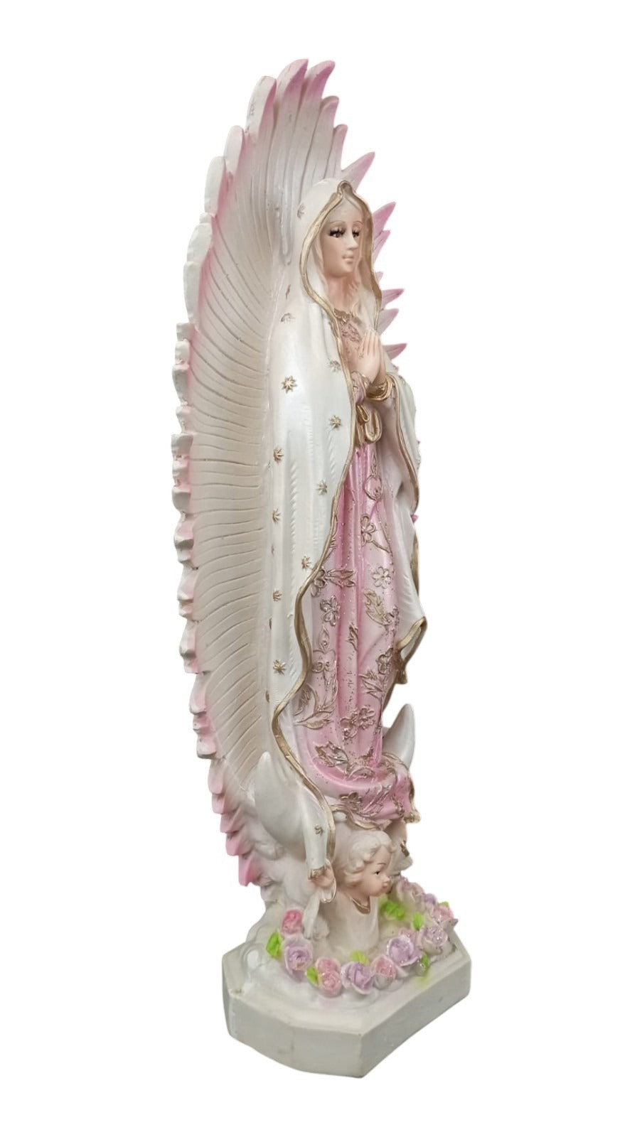 Figura Religiosa Artesanal, Imagen Católica Grande, Virgen de Guadalupe 45 cm, Escultura para Altar