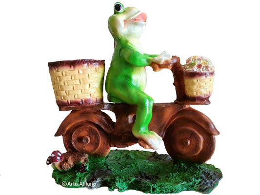 Figura Decorativa Porta Maceta De Ranita Resina en Bici