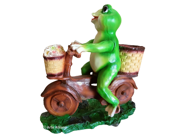 Figura Decorativa Porta Maceta De Ranita Resina en Bici