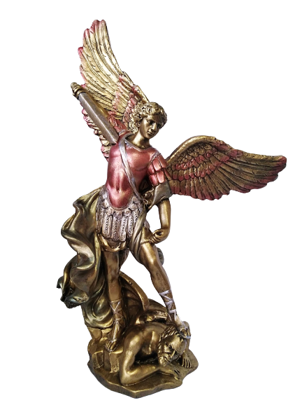 San Miguel Arcángel 35 Cm Acabado Metálico Angel Michael