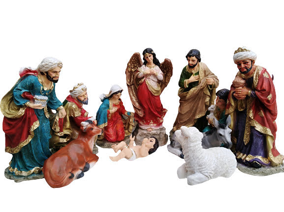 Nacimiento navideño con niño dios completo 30 cm  11 piezas